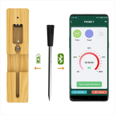 Цифровий Bluetooth термометр з керуванням через телефон, для м'яса, гриля та духовки. OptDropPof-MA-367 фото