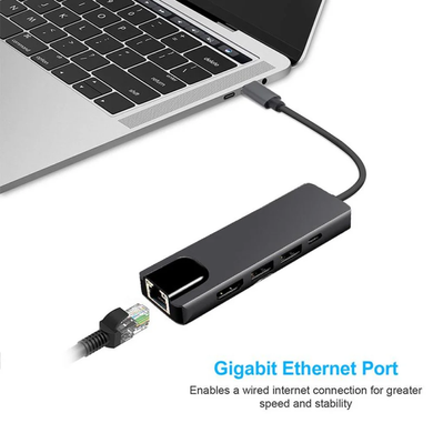 Хаб USB-хаб XoKo AC-500 Type-C to RJ45+HDMI+2xUSB 3.0 (XK-AC500-SL) AND 6-11 ANDIK-1712 фото