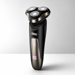 Электробритва для мужчин роторная DSP 60017 аккумуляторная 5 Вт с USB зарядкой сухое и влажное бритье LED дисплей плавающие головки IPX6 WimpexPof-DSP60017 фото