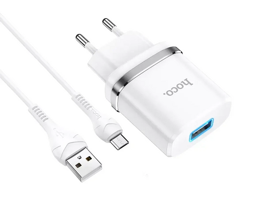 Зарядний пристрій 220В USBx1 з кабелем USB - micro USB Hoco N1 Ardent EUROmaX-9938 фото