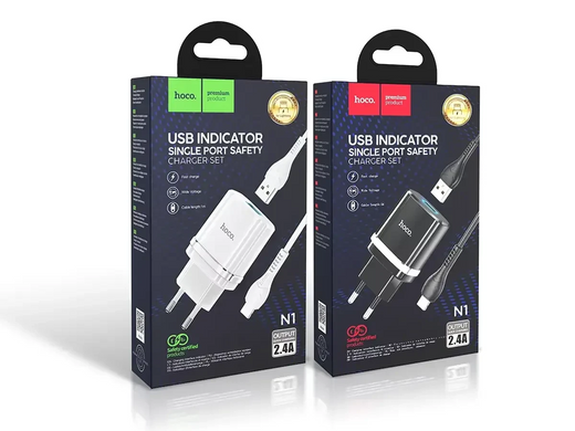 Зарядний пристрій 220В USBx1 з кабелем USB - micro USB Hoco N1 Ardent EUROmaX-9938 фото