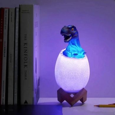 Дитячий нічник Динозавр SUNROZ Dino-Egg на підставці, акумуляторний, 16 кольорів, світильник іграшка з пультом yakov-3040324 фото