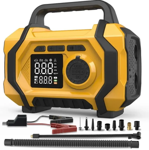 Компрессор портативный (ATJ-201) (Жёлтый, (3-150 PSI, 0.2-10.3 BAR (Type-C 5V, 1A)) MeladPof-17369 фото