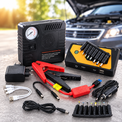 Автомобильное пускозарядное устройство Jump Starter 9980 мАч с компрессором в кейсе OptDropPof-sp8399 фото