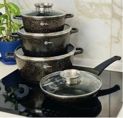 Набір посуду з гранітним покриттям на 7 предметів Higer Kitchen НК-315 Чорний HG-НК-315 BLACK фото