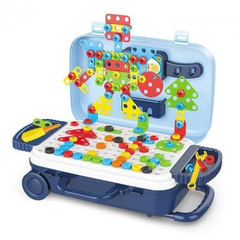 Игровой набор детский с конструктором в чемодане на колесиках PUZZLE 137 деталей