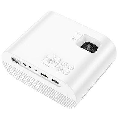 Беспроводной проектор Hoco DT1 720p с Wi-Fi 2.4G/5G, Bluetooth 5.0, HDMI/USB/AV, экран 20&ndash;200", 140 ANSI люмен Kmt5Pof-000080556 фото