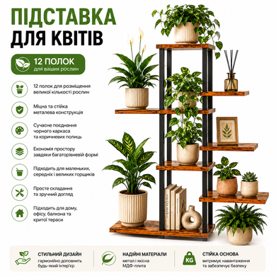 Подставка для цветов и цветов металлическая напольная / Стеллаж для цветов / Половая полка для цветов интерьерная OptDropPof-G10483 фото