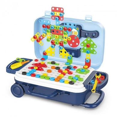 Игровой набор детский с конструктором в чемодане на колесиках PUZZLE 137 деталей grant-2 фото