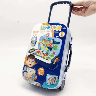 Игровой набор детский с конструктором в чемодане на колесиках PUZZLE 137 деталей grant-2 фото