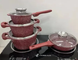 Набор посуды с гранитным покрытием на 7 предметов Higer Kitchen НК-315 Красный HG-НК-315 RED фото 3