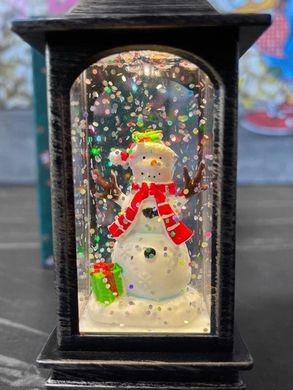 Новогодний декоративный фонарик Снеговик 13см / Светодиодная лампа на батарейках 12 ч работы / Праздничная omar-777 фото