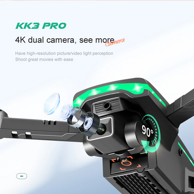 Квадрокоптер KK3 Pro міні-Дрон 4K HD Подвійна камера, з Wi-Fi, FPV, обхід перешкод, 100 м. до 15 хв. польоту муштак-6 фото