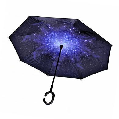 Зонт Lesko Up-Brella Звёздное небо складывающийся зонтик в обратном направлении длинная ручка Vener-187 фото