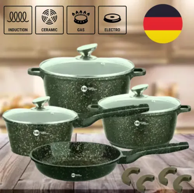 Набор посуды с гранитным покрытием на 7 предметов Higer Kitchen НК-315 Зелёный HG-НК-315 GREEN фото