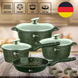 Набор посуды с гранитным покрытием на 7 предметов Higer Kitchen НК-315 Зелёный HG-НК-315 GREEN фото 2