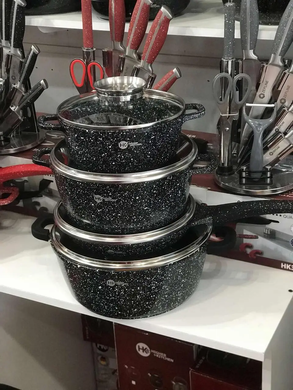 Набор кастрюль и сковорода Higher Kitchen HK-310 Черный Набор посуды с гранитным антипригарным покрытием ZPshka-HG-HK-310BLACK фото