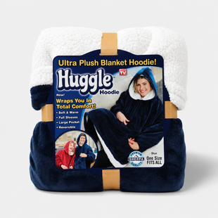 Плед Толстовка с капюшоном и руками Huggle Hoodie 3-в-1 (Синий) Плед с руками Двухсторонний Теплый Худы Халат Домашний KontPoof-Huggle фото