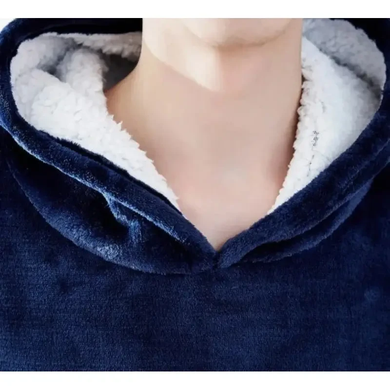 Плед Толстовка з Капюшоном та Руковами Huggle Hoodie 3-в-1 (Синій) Плед з Руками Двосторонній Теплий Худі Халат Домашній KontPoof-Huggle фото